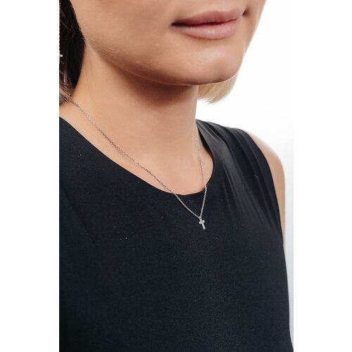 Колье, серебро, 925 проба, фианит, длина 40 см.
