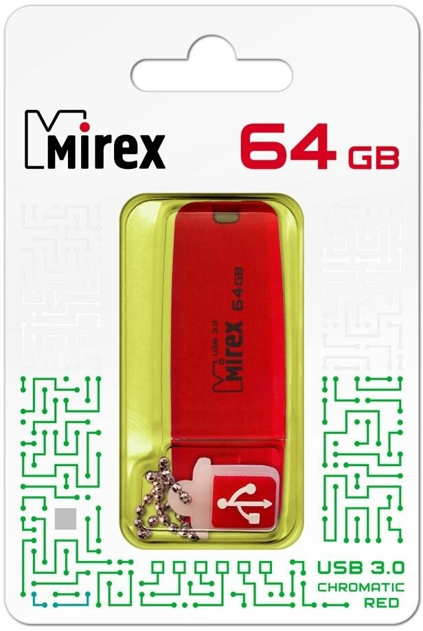 Флешка USB 3.0 Flash Drive MIREX CHROMATIC RED 64GB