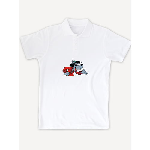 фото Поло printhan футболка-поло с принтом ну, погоди унисекс, белая, размер s (46), белый