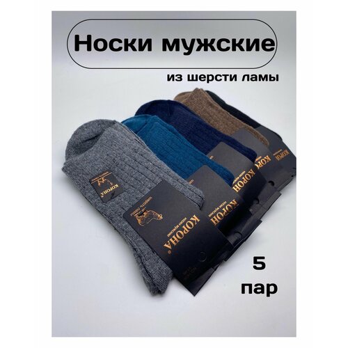 Термоноски Корона, 5 пар, размер 41-46, бирюзовый, серый, синий, коричневый, черный термоноски 5 пар размер 41 46 черный синий серый