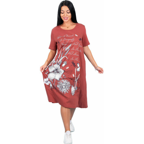 фото Платье трикотажные сезоны, размер 56, коричневый