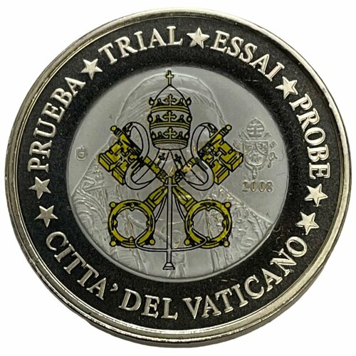 Ватикан 2 евро 2008 г. (Европа) Specimen (Проба) (Цветное покрытие) клуб нумизмат монета 10 евро ватикана 1991 года серебро бенедикт xvi