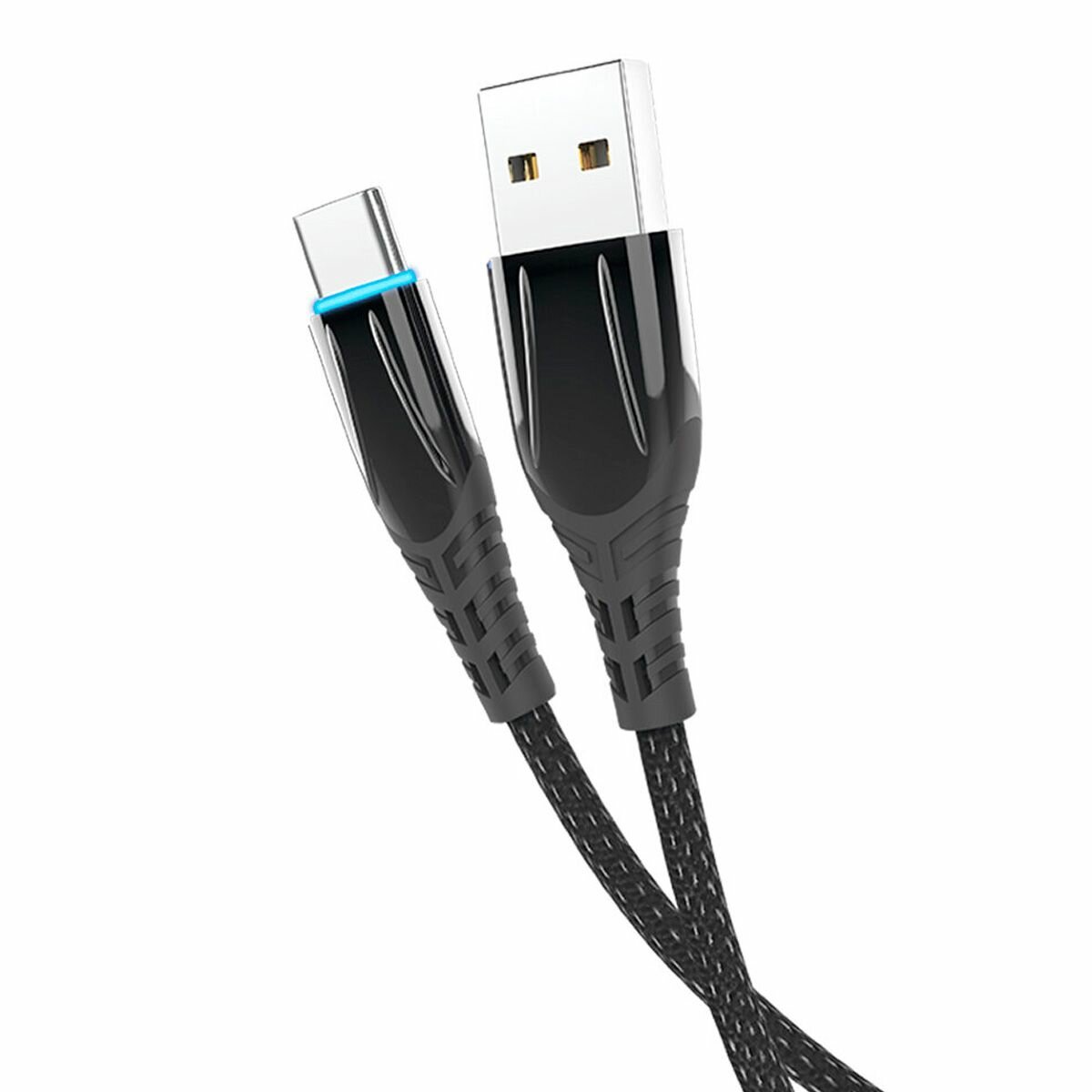 Кабель USB A - Type-C SmartLED черный с индикацией 1,2 м OLMIO