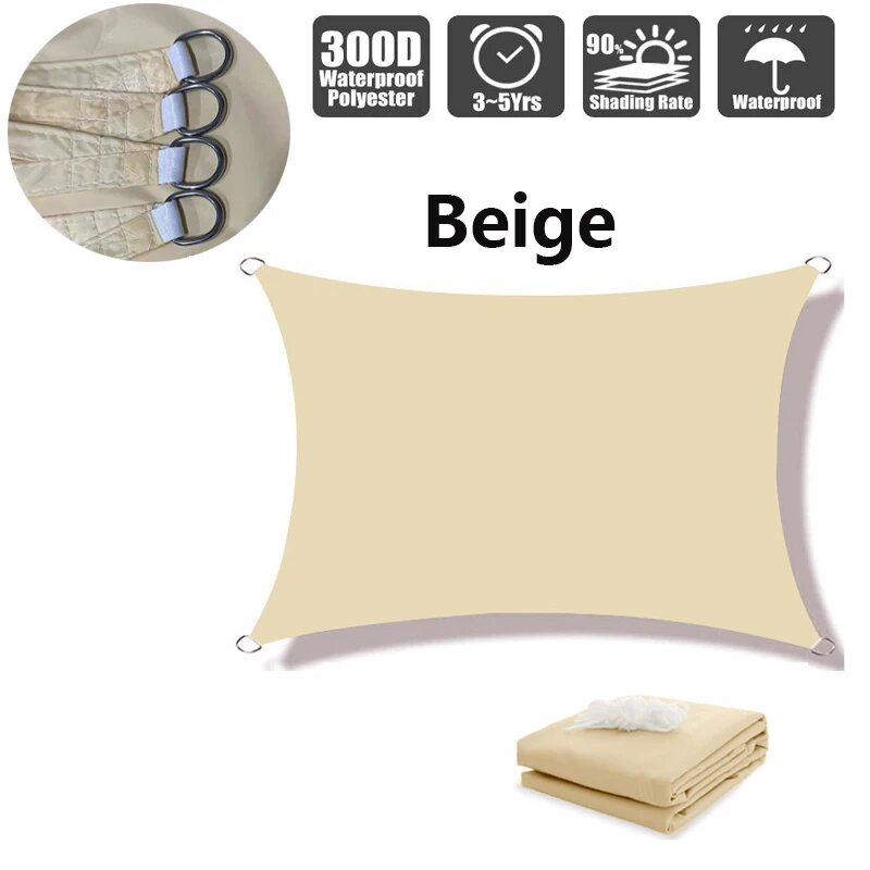 Водонепроницаемый тент-парус Oxford 3x5 м серого цвета Бежевый 300x500cm Beige