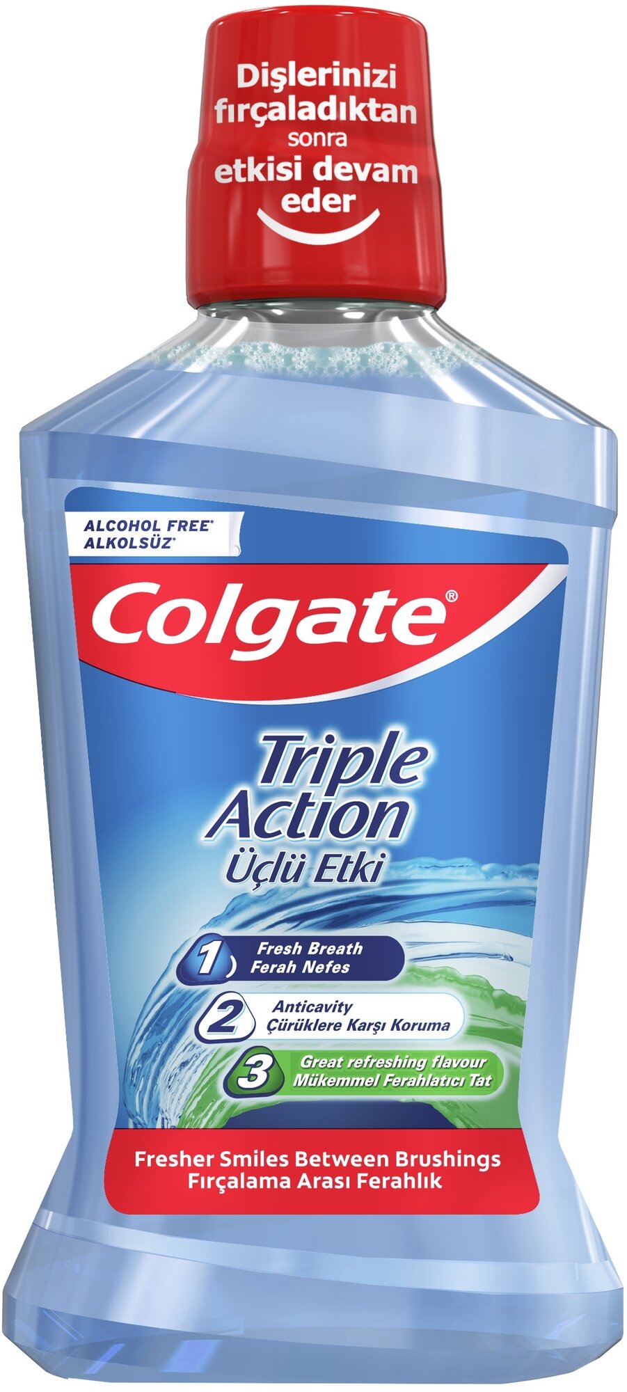 Colgate ополаскиватель Тройное Действие, 500 мл, мята, голубой — фото 1