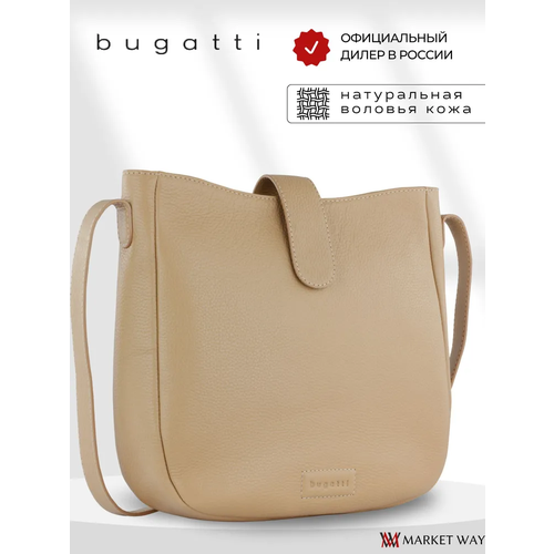 фото Сумка кросс-боди bugatti, фактура зернистая, матовая, песочный