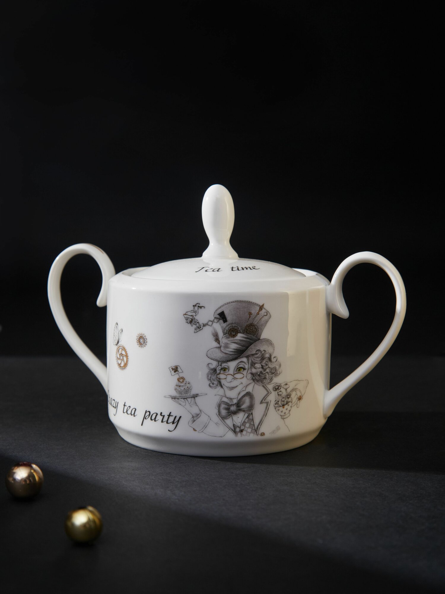 Сахарница Lefard "Wonderland", фарфоровая, с крышкой, с рисунком, 350 мл