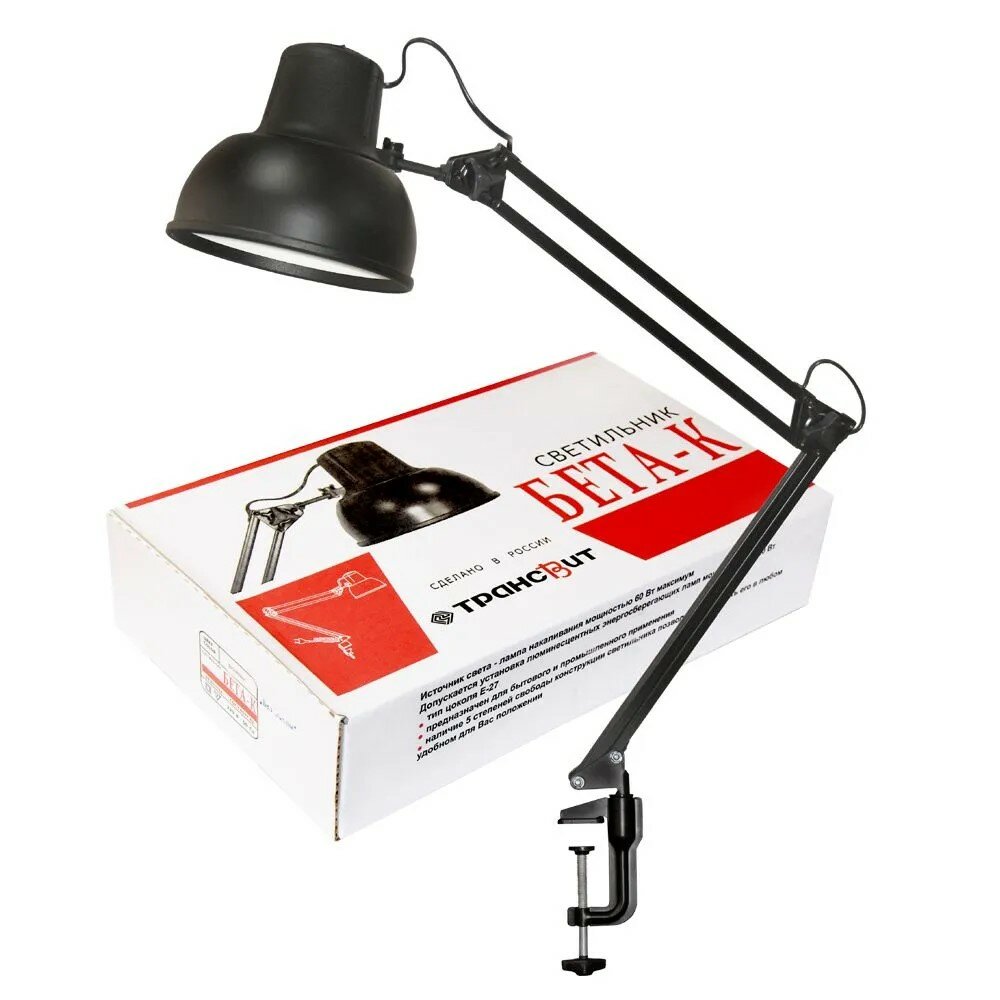Светильник настольный Бета НДБ37-60-013 на струбцине черный