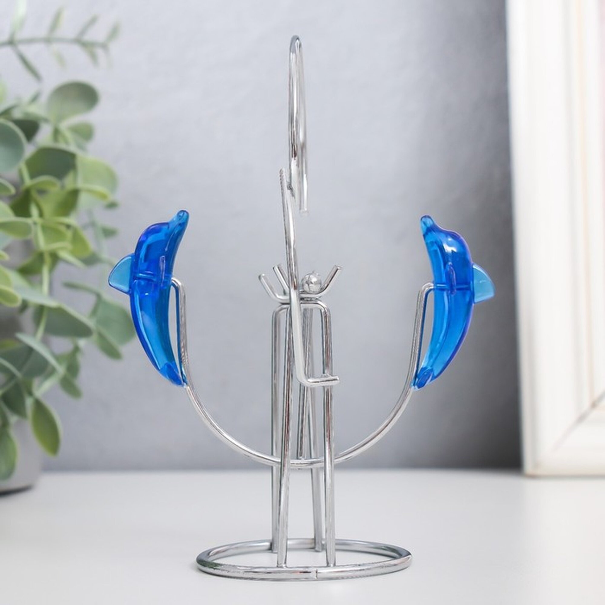 Маятник "Дельфины" друг за другом с кольцом 65 х 65 х 14 см