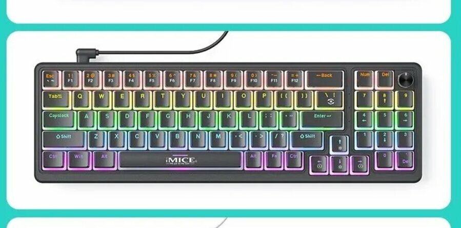 Игровая клавиатура iMICE GK-100, проводная, RGB-подсветка, механическая, 77 клавиш USB