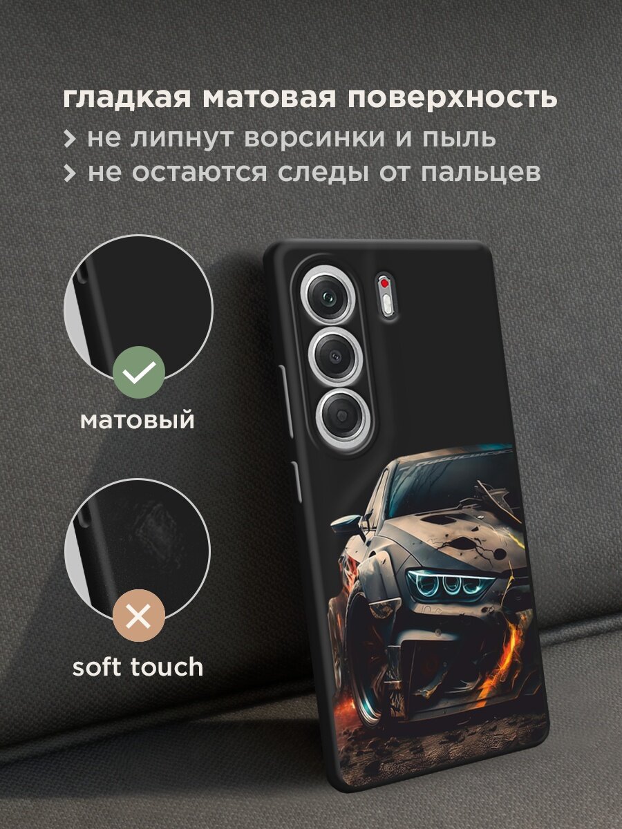 Черный матовый чехол на Tecno Camon 40 / Текно Камон 40 с принтом "На износ" — фото 1