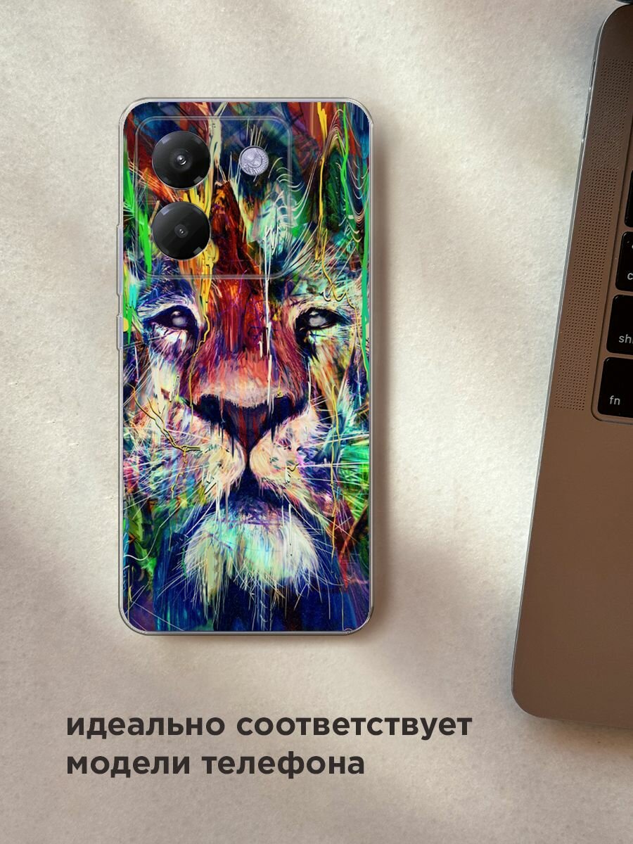 Силиконовый чехол на Poco M7 Pro / Поко М7 Про с принтом Лев арт 6 — фото 1