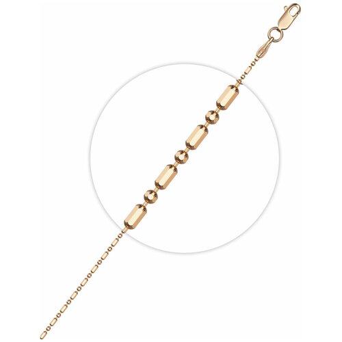 фото Krastsvetmet цепочка перлина или шарик + бочка, из золота 585 пробы с алмазной гранью / подарок девушке, женщине / 55 см