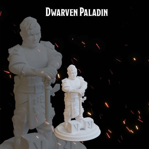 Паладин Дварф женщина 35,5мм фигурки/миниатюры (ДнД, DnD, D&D, Dungeons & Dragons, Pathfinder, Подземелья и Драконы, Wargames)