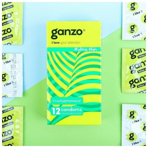 Презервативы Ganzo Ultra thin, ультра-тонкие, 12 шт в комплекте