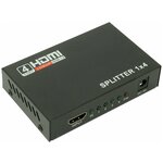 Разветвитель MRM Power EDH12, на 4 порта HDMI с усилителем до 30м + блок питания, черный - изображение