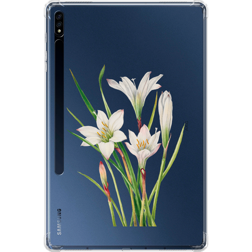 Противоударный силиконовый чехол для планшета Samsung Galaxy Tab S7 Plus/S8 Plus 12.4 White lily