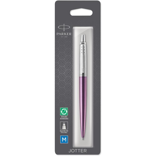 фото Ручка шариковая parker "jotter core victoria violet ct", корпус фиолетовый, темно-коричневый чехол из экокожи, синяя (2061286)удалить по задаче