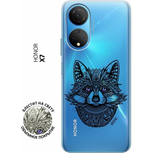 Силиконовый чехол на Honor X7, Хонор Х7 с 3D принтом Grand Raccoon прозрачный силиконовый чехол на honor x7 хонор х7 с 3d принтом grand owl прозрачный