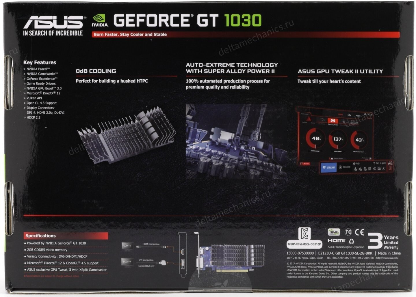 Видеокарта ASUS GeForce GT 1030 Silent LP 2GB (GT1030-SL-2G-BRK)