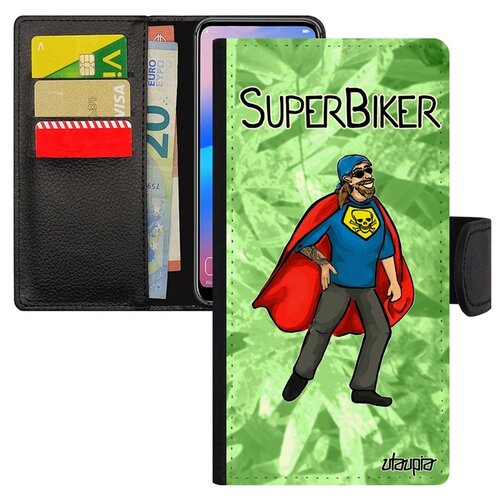 фото Чехол книжка на мобильный galaxy s8, "супербайкер" шутка мотоцикл utaupia