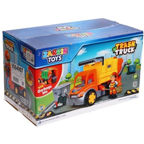 Мусоровоз TrashTruck, с баком, цвет оранжевый, цвет зелёный мусоровоз zarrin toys trashtruck 65 см зеленый оранжевый