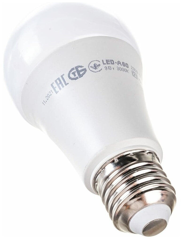 Светодиодная лампа LED A60 шар 9Вт 230В 3000К E27 IEK - фотография № 6