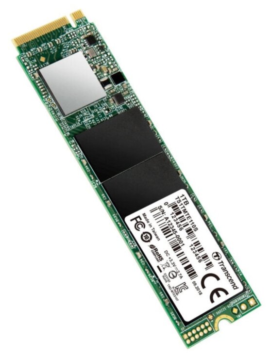 Transcend SSD 1Tb M.2 2280, NVMe PCIe Gen3 x4, M-Key, 3D Nand Tlc, Ts1tmte110s