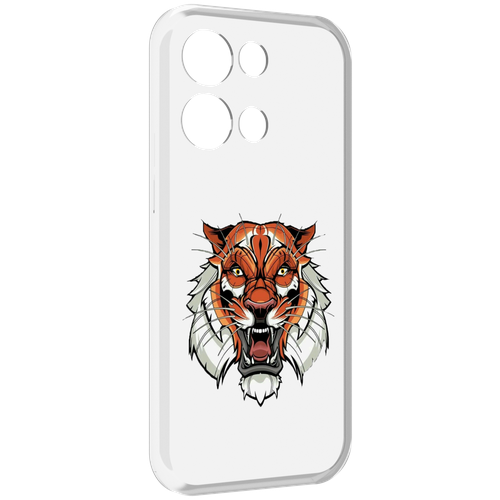 Чехол MyPads оранжевый седой тигр для OPPO Reno8 Pro задняя-панель-накладка-бампер
