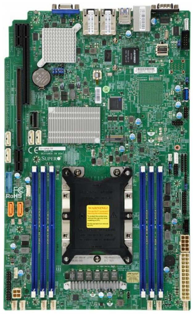 Сервер Supermicro SuperServer 1019P-WTR без процессора/без ОЗУ/без накопителей/количество отсеков 25" hot swap: 10/2 x 500 Вт/LAN 10 Гбит/c