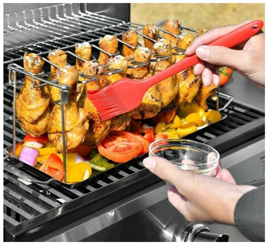 Подставка для куриных ножек и крылышек в духовку, гриль, BBQ, мангала - фотография № 6