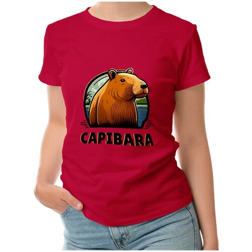 Женская футболка «Капибара» (XL, темно-синий)