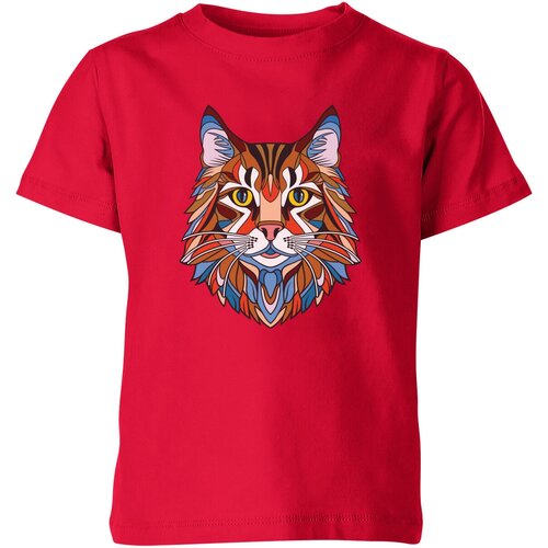 Футболка Us Basic, размер 10, красный мужская футболка портрет кота в абстрактном стиле s темно синий