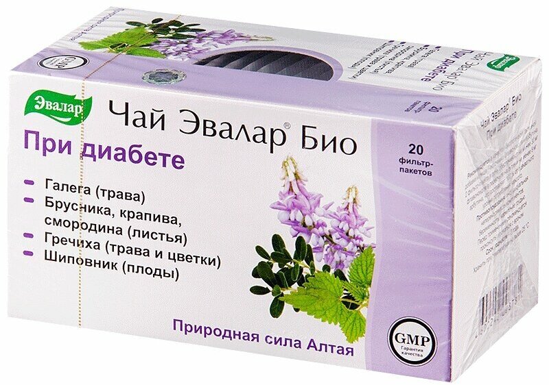 Эвалар чай Био При диабете ф/п, 40 г, 20 шт.