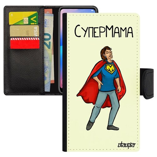 фото Чехол книжка на мобильный apple iphone xs, "супермама" комикс супергерой utaupia