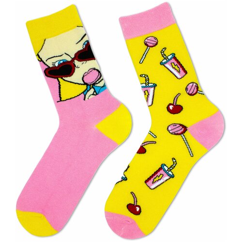 фото Женские носки carnavalsocks высокие, ароматизированные, 90 den, размер 37-44, желтый, розовый