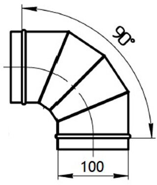 Отвод для круглых воздуховодов d100 мм на 90° оцинкованный - фотография № 2