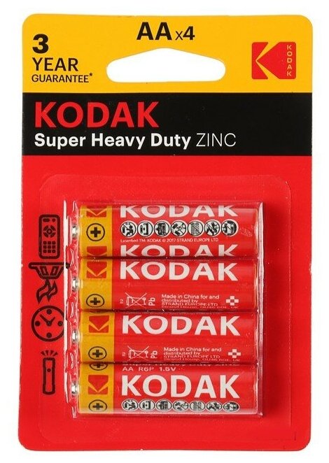 Батарейка солевая Kodak Extra Heavy Duty AA R6-4BL 1.5В блистер 4 шт.