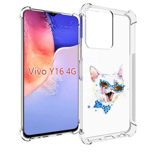 Чехол MyPads белый кот для Vivo Y16 4G/ Vivo Y02S задняя-панель-накладка-бампер чехол mypads кот в шлеме для vivo y16 4g vivo y02s задняя панель накладка бампер