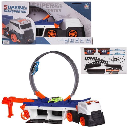 Трек Junfa toys Автовоз-трек WT-07957 белый/синий машины junfa парковка трек с фигуркой человечка и машинками