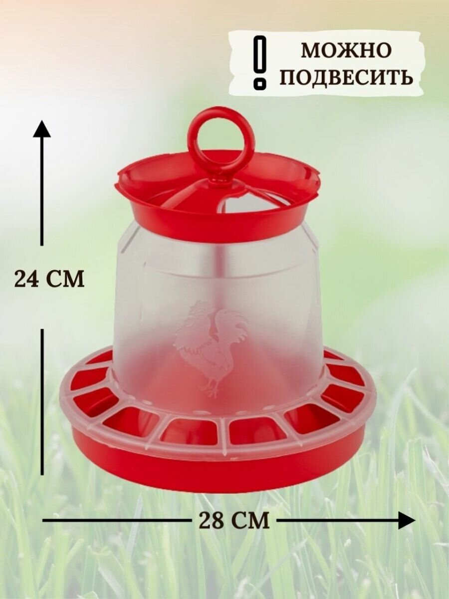 Кормушка бункерная подвесная для птиц, кур, цыплят 5кг - фотография № 2