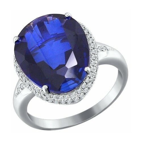 фото Кольцо diamant online, белое золото, 585 проба, бриллиант, корунд, размер 18, бесцветный