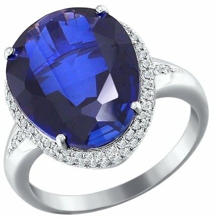 Кольцо Diamant online, белое золото, 585 проба, бриллиант, корунд