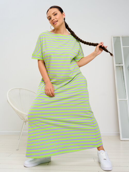 Платье maxroses, размер 4XL, фиолетовый, зеленый