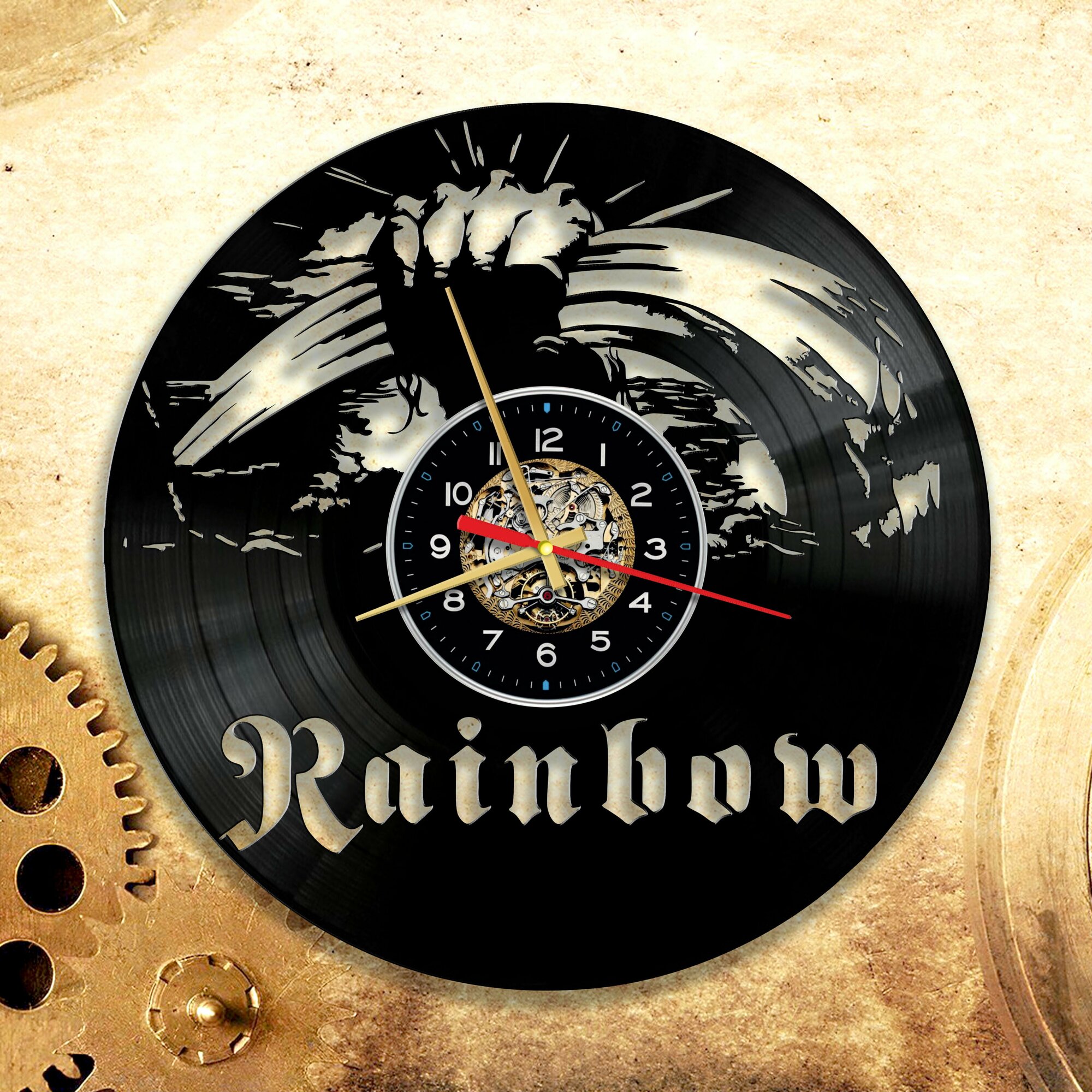 Настенные часы из виниловой пластинки с группой Rainbow