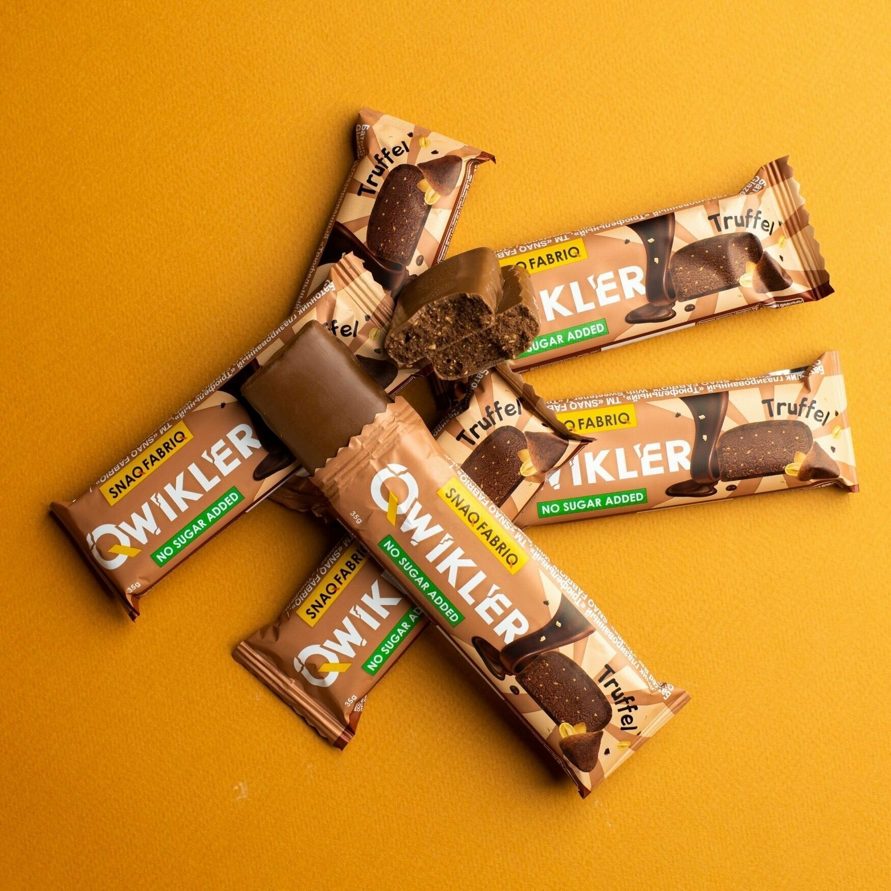 SNAQ FABRIQ Qwikler Батончик в шоколаде без сахара "Трюфель", 12шт х 35г - фотография № 3