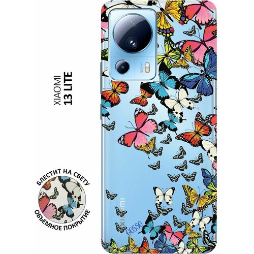 Силиконовый чехол на Xiaomi 13 Lite, Сяоми 13 Лайт с 3D принтом Magic Butterflies прозрачный силиконовый чехол на xiaomi 12 lite сяоми 12 лайт с 3d принтом magic butterflies прозрачный