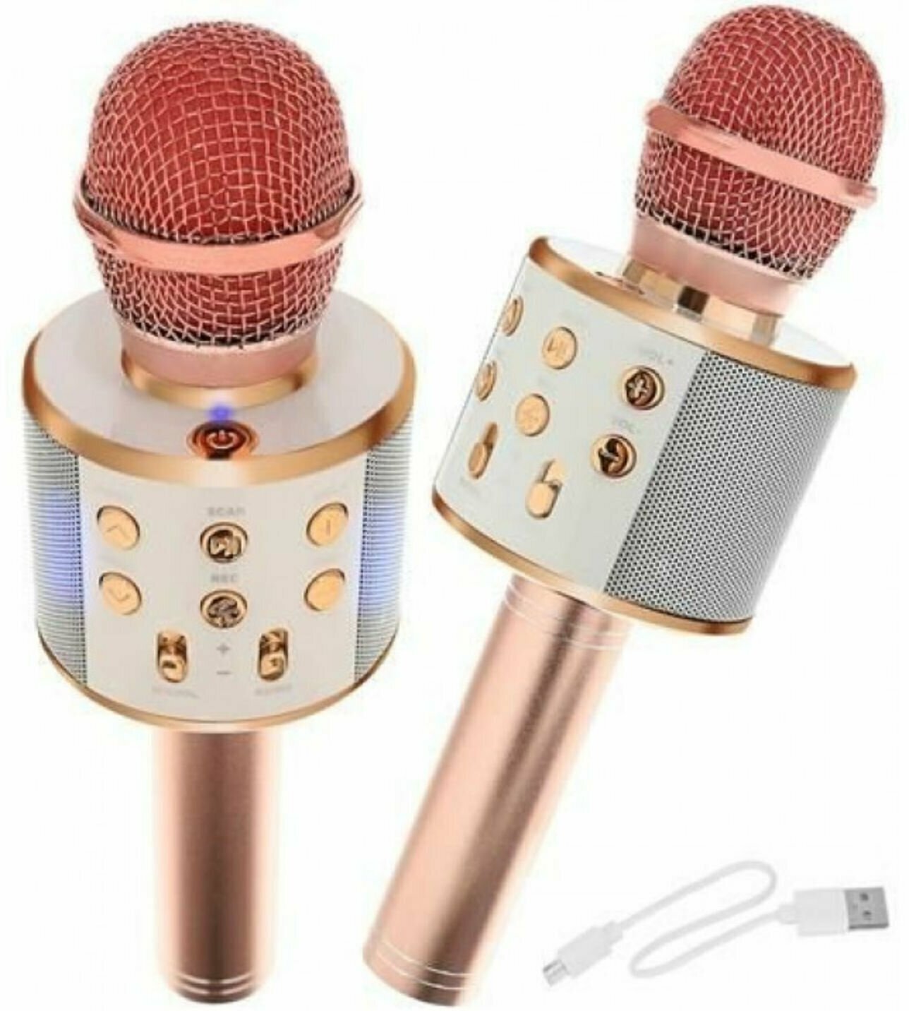 Мобильный караоке - микрофон WS - 858 (Розовое-золото)