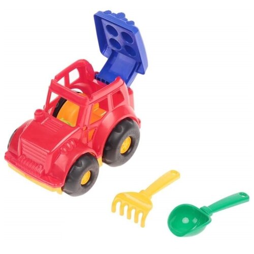 Трактор детский "Кузнечик" №4, трактор, лопатка и грабельки, Colorplast