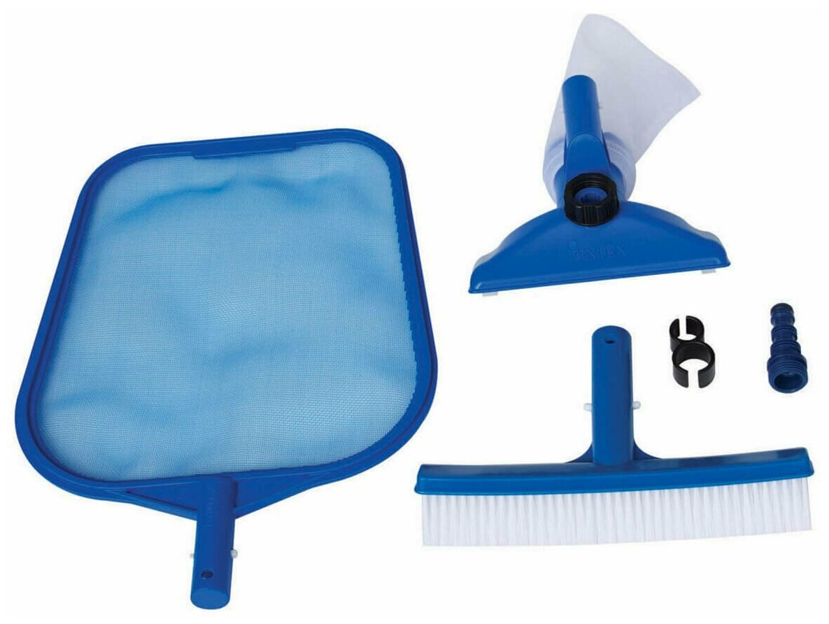 INTEX Набор насадок для чистки бассейна, голубой: пылесос, сачок, прямая щетка 29056
